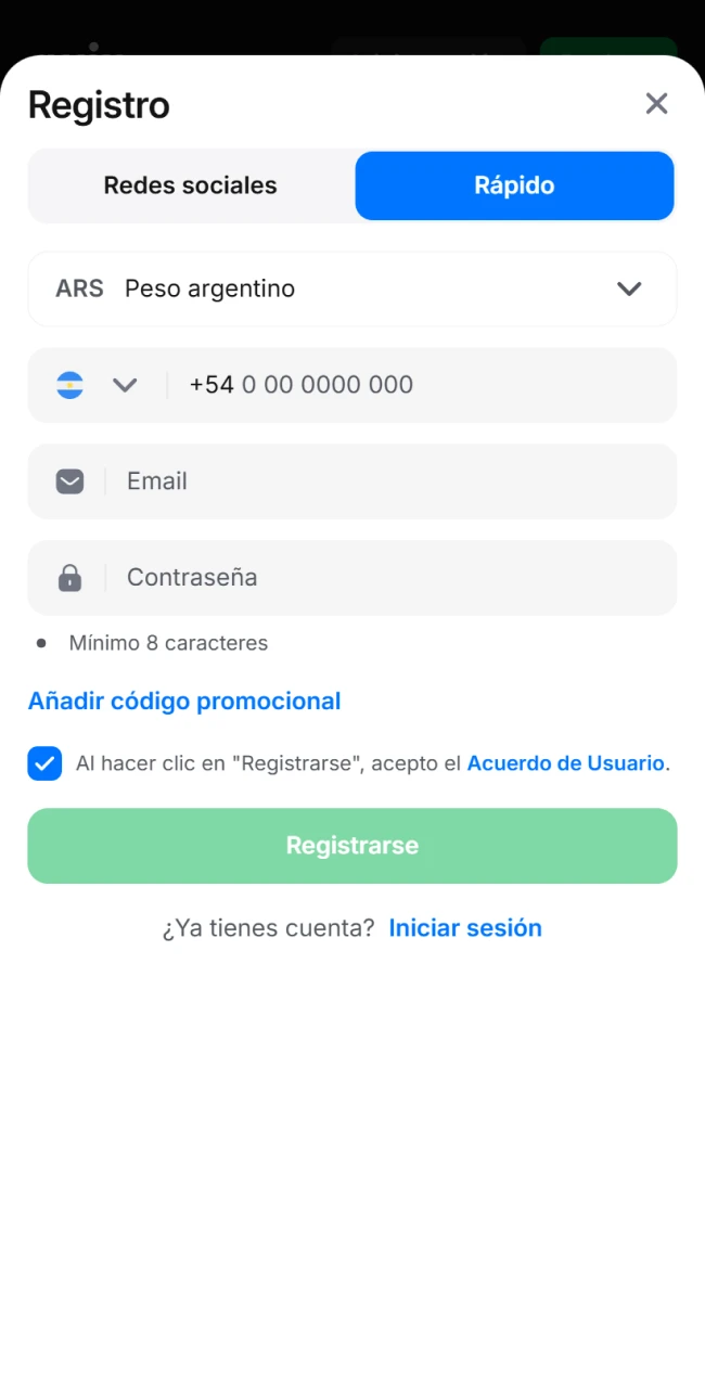 Haga clic en el botón de registro para empezar a ganar.